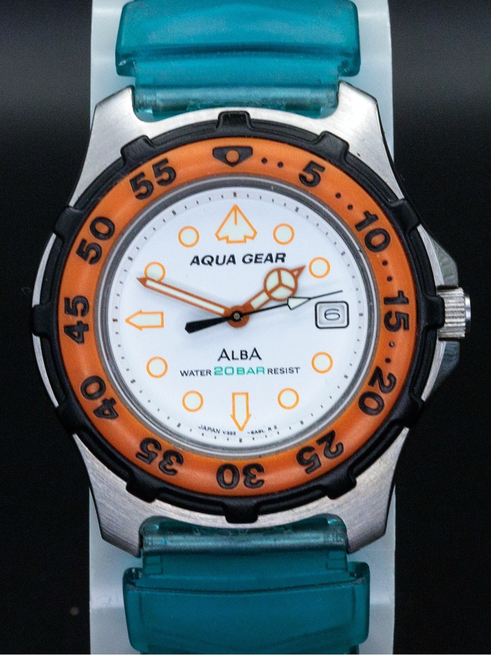 Seiko Alba Rare Aqua Gear V322-6A50 Vintage 36mm Date JDM Import Watch